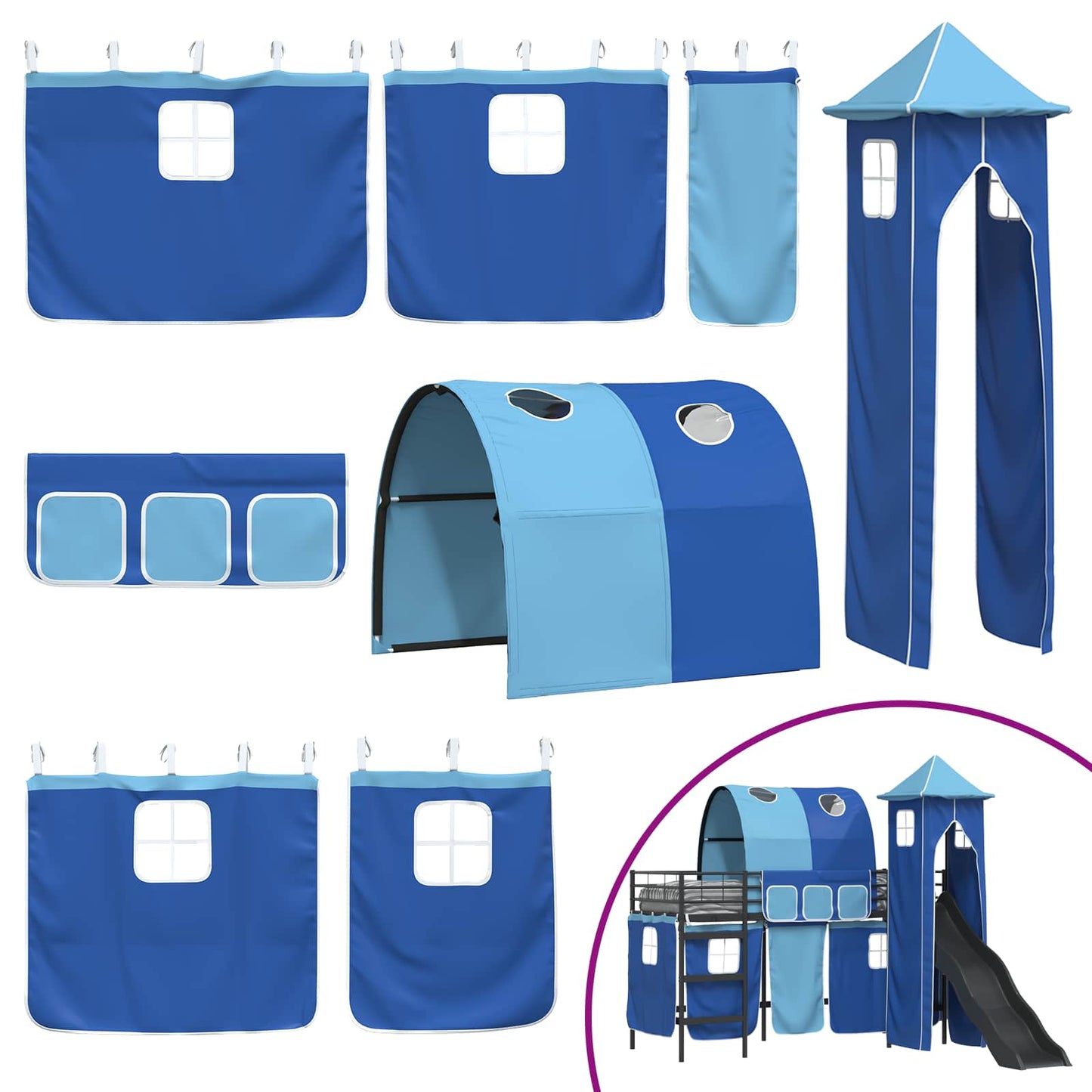 Struttura del letto loft per bambini Nero e Blu 75 x 190 cm | homemem39
