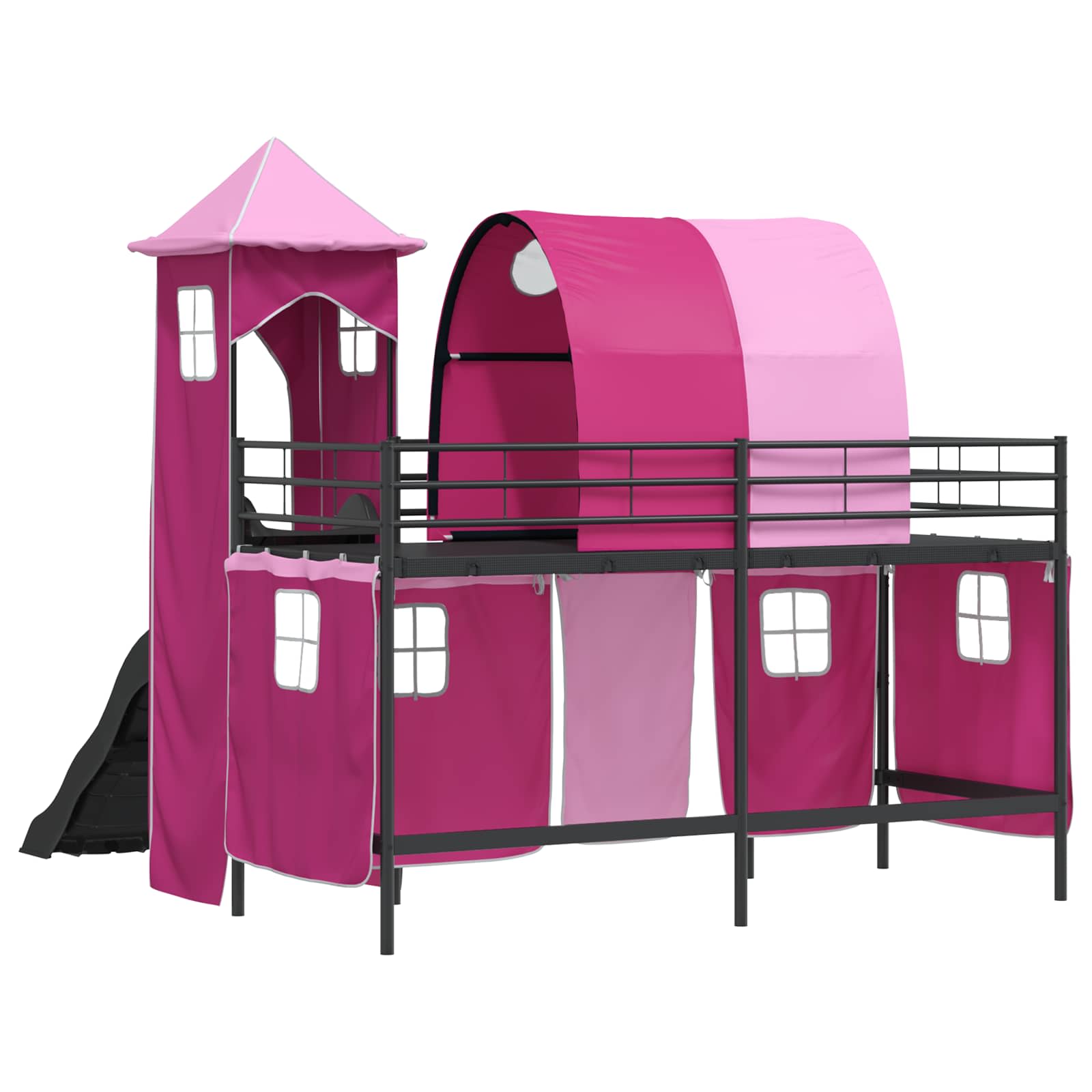 Struttura del letto loft per bambini Nero e rosa 75 x 190 cm | homemem39