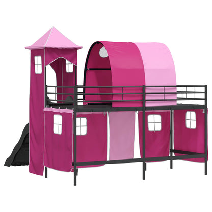 Struttura del letto loft per bambini Nero e rosa 100 x 190 cm | homemem39
