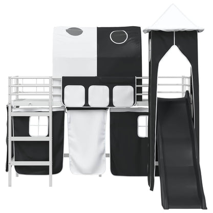 Struttura del letto loft per bambini Bianco e Nero 90 x 190 cm | homemem39