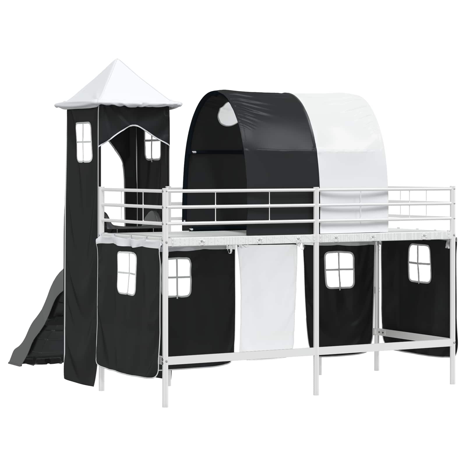 Struttura del letto loft per bambini Bianco e Nero 100 x 190 cm | homemem39