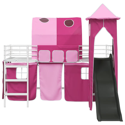 Struttura del letto loft per bambini Bianco e Rosa 90 x 200 cm | homemem39