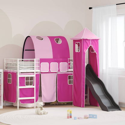 Struttura del letto loft per bambini Bianco e Rosa 100 x 190 cm | homemem39