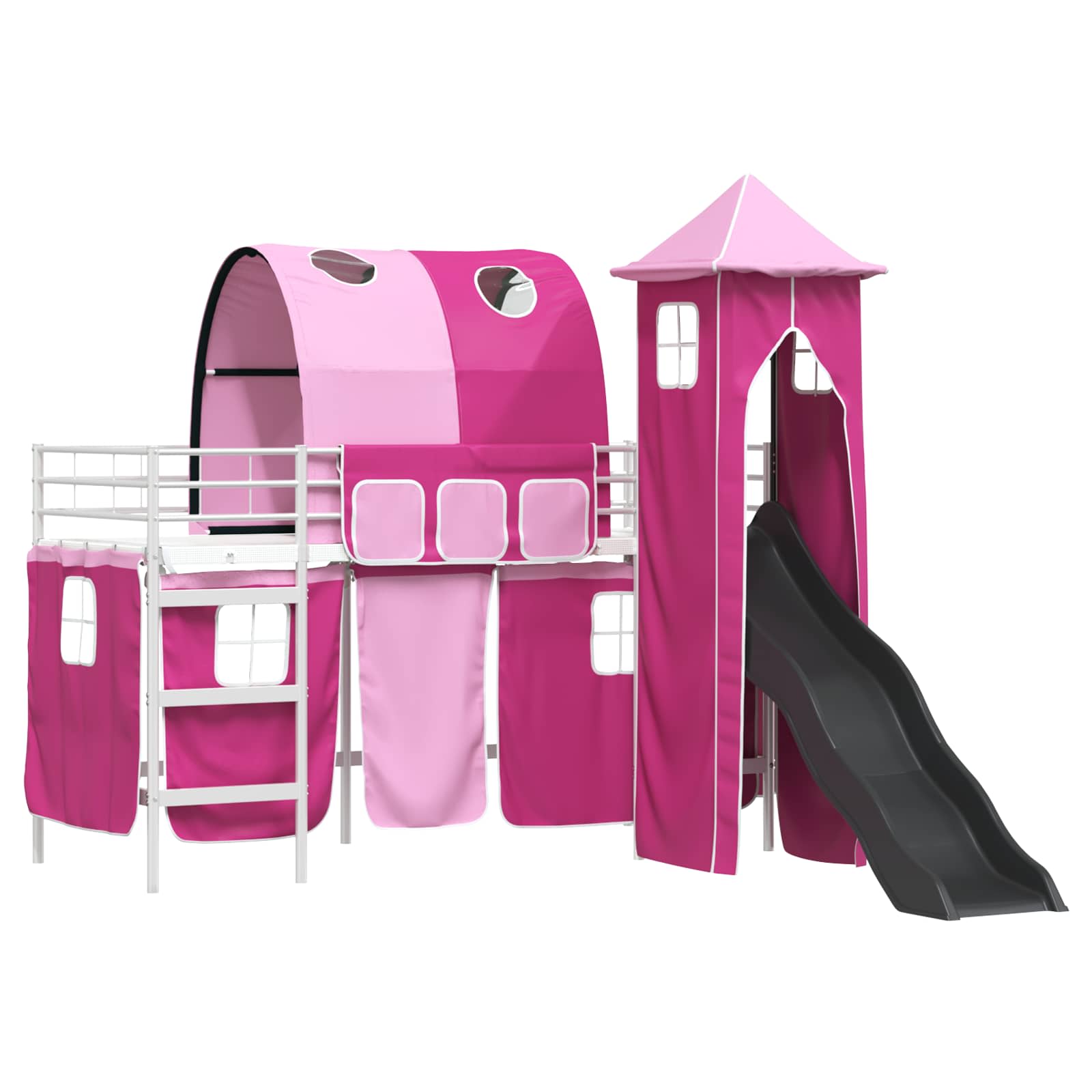 Struttura del letto loft per bambini Bianco e Rosa 100 x 190 cm | homemem39