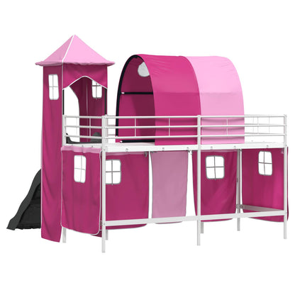 Struttura del letto loft per bambini Bianco e Rosa 100 x 190 cm | homemem39