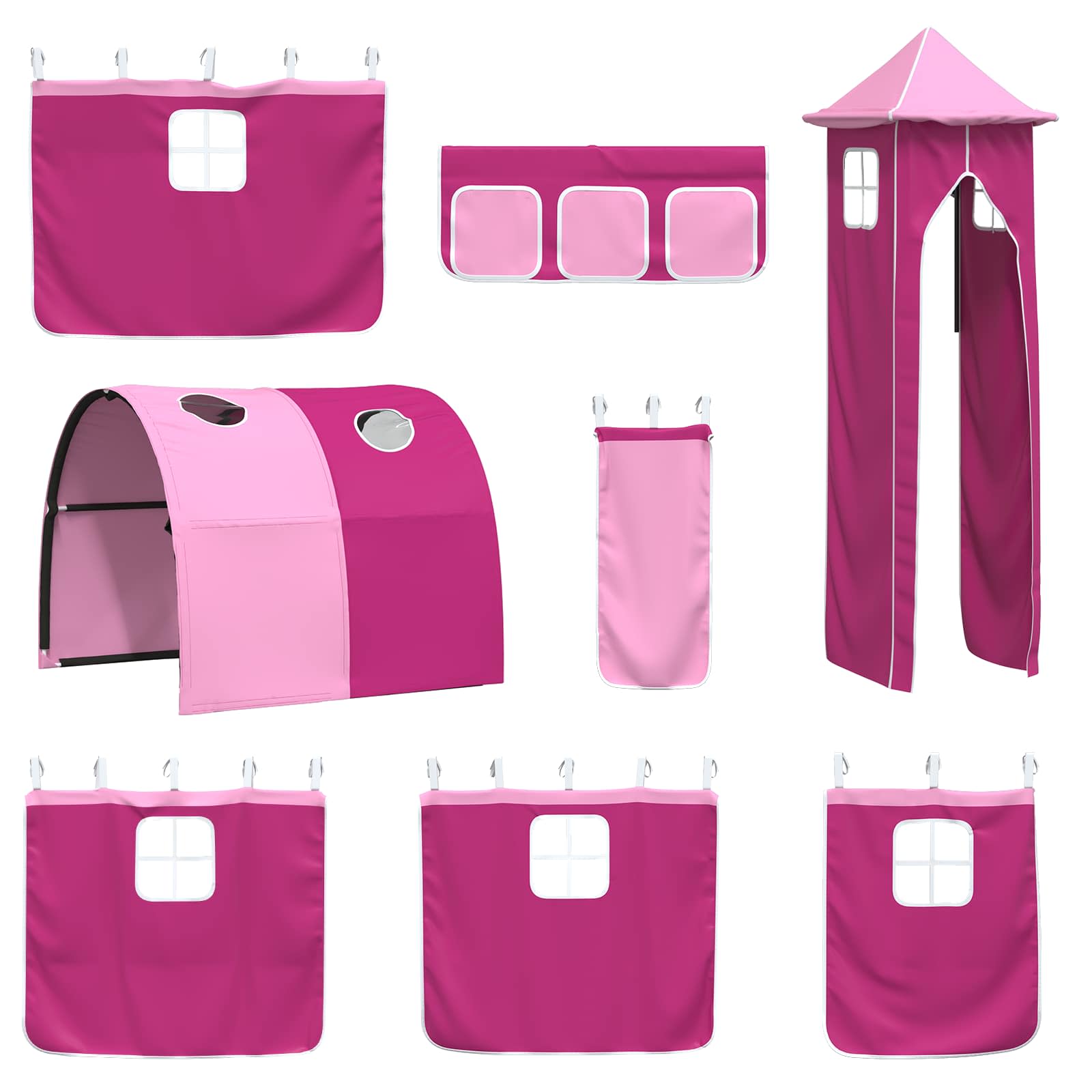 Struttura del letto loft per bambini Bianco e Rosa 100 x 190 cm | homemem39