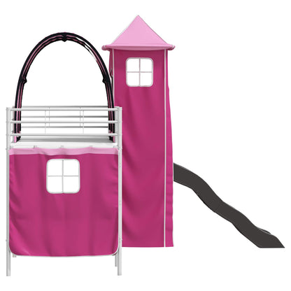 Struttura del letto loft per bambini Bianco e Rosa 100 x 190 cm | homemem39