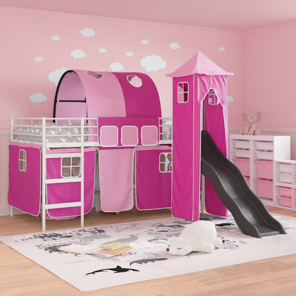 Struttura del letto loft per bambini Bianco e Rosa 100 x 200 cm | homemem39