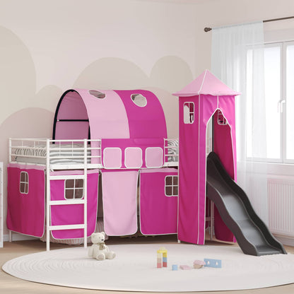 Struttura del letto loft per bambini Bianco e Rosa 107 x 203 cm | homemem39