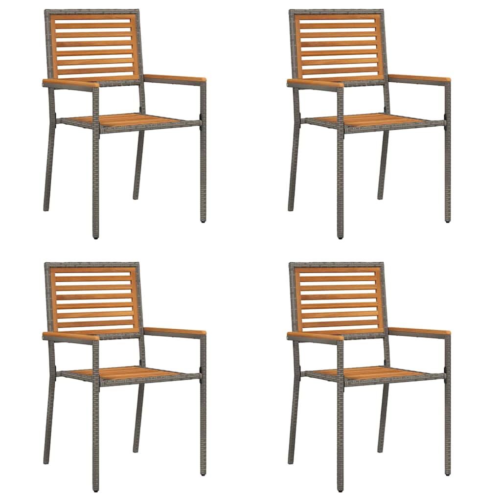 Sedie impilabili da giardino 4 pcs Marrone e Grigio