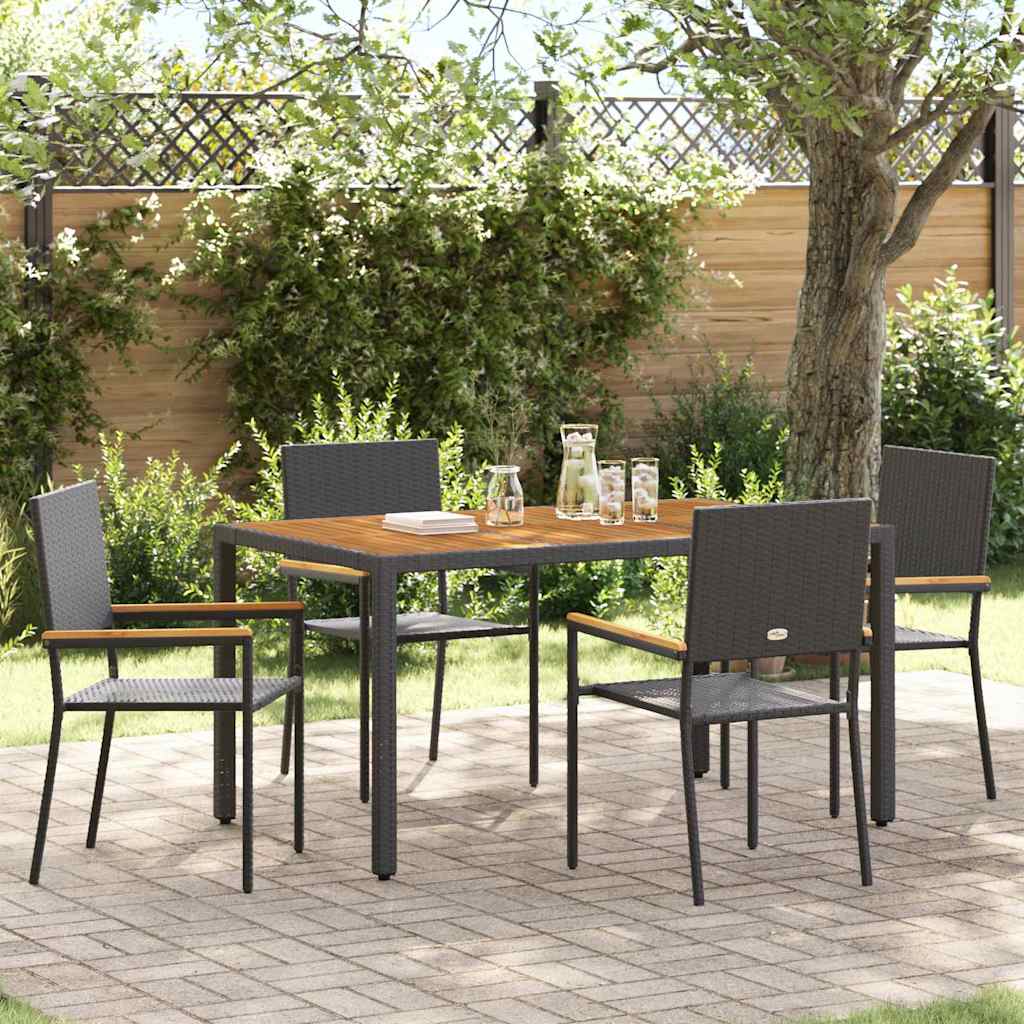 Sedie impilabili da giardino 4 pcs Nero e Marrone