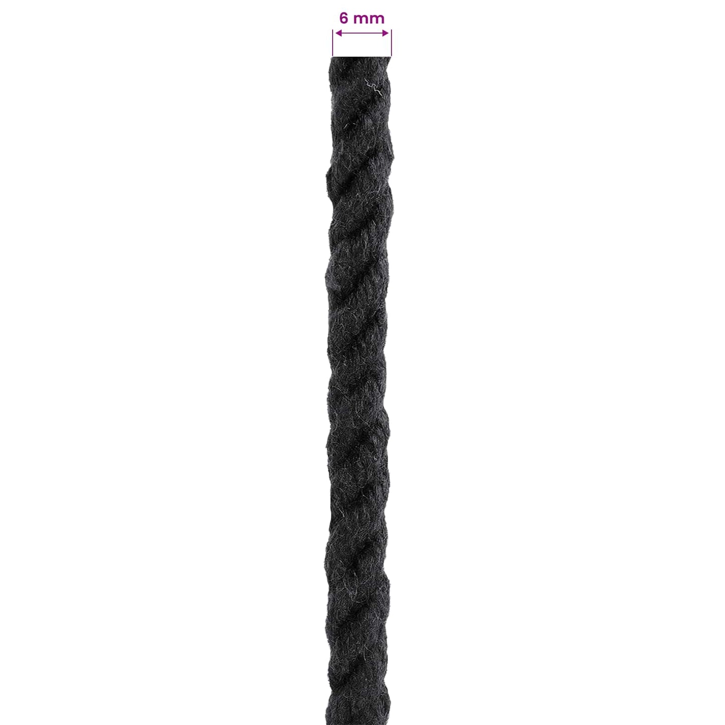 Corda Nero 0,6 x 0,6 x 2500 cm Cotone | homemem39
