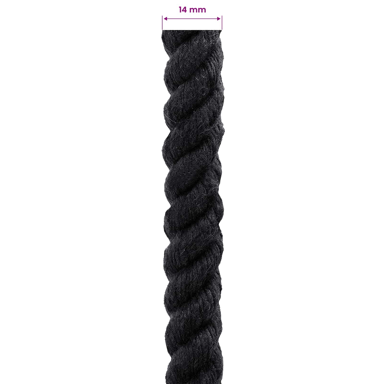 Corda Nero 1,4 x 1,4 x 2500 cm Cotone | homemem39
