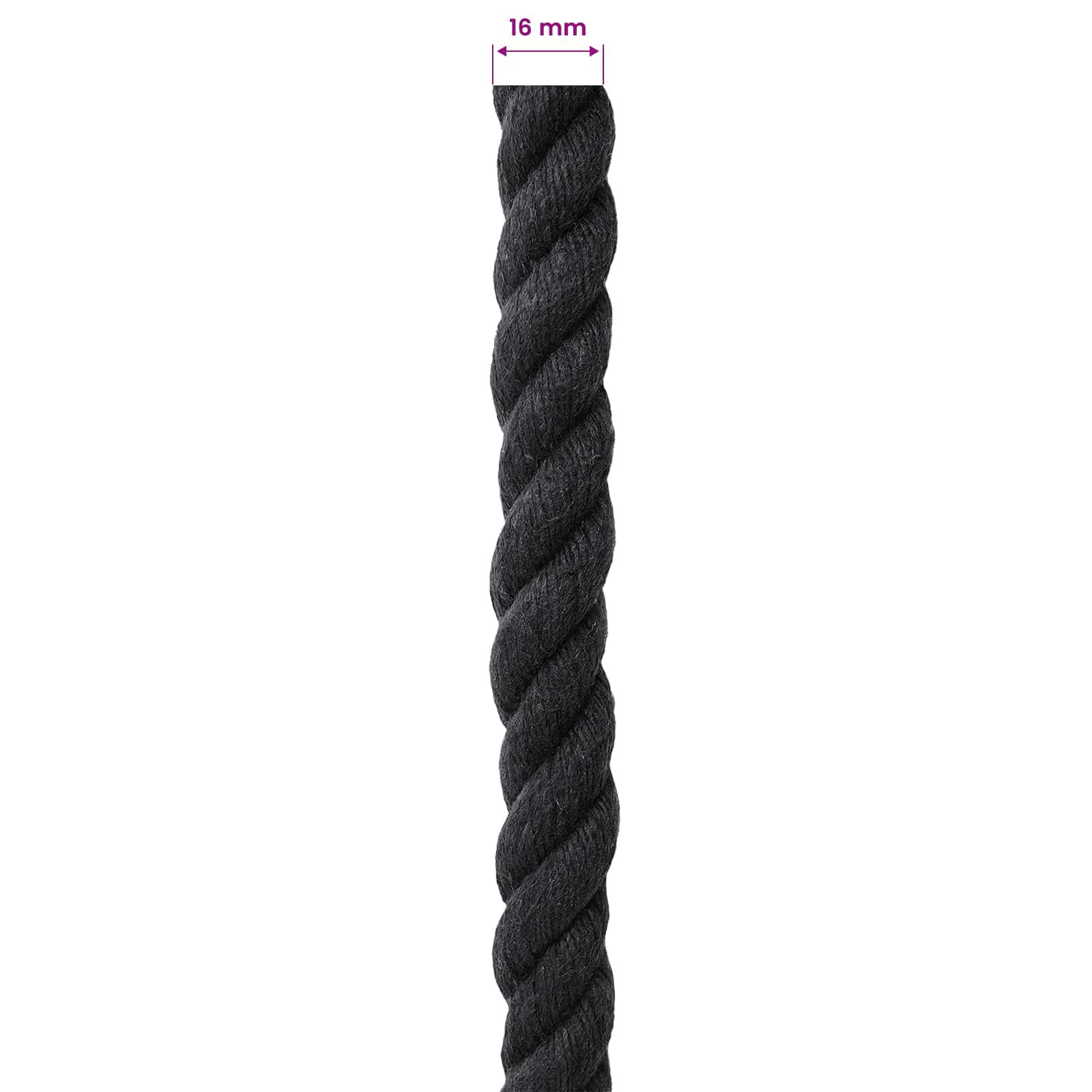 Corda Nero 1,6 x 1,6 x 10000 cm Cotone | homemem39