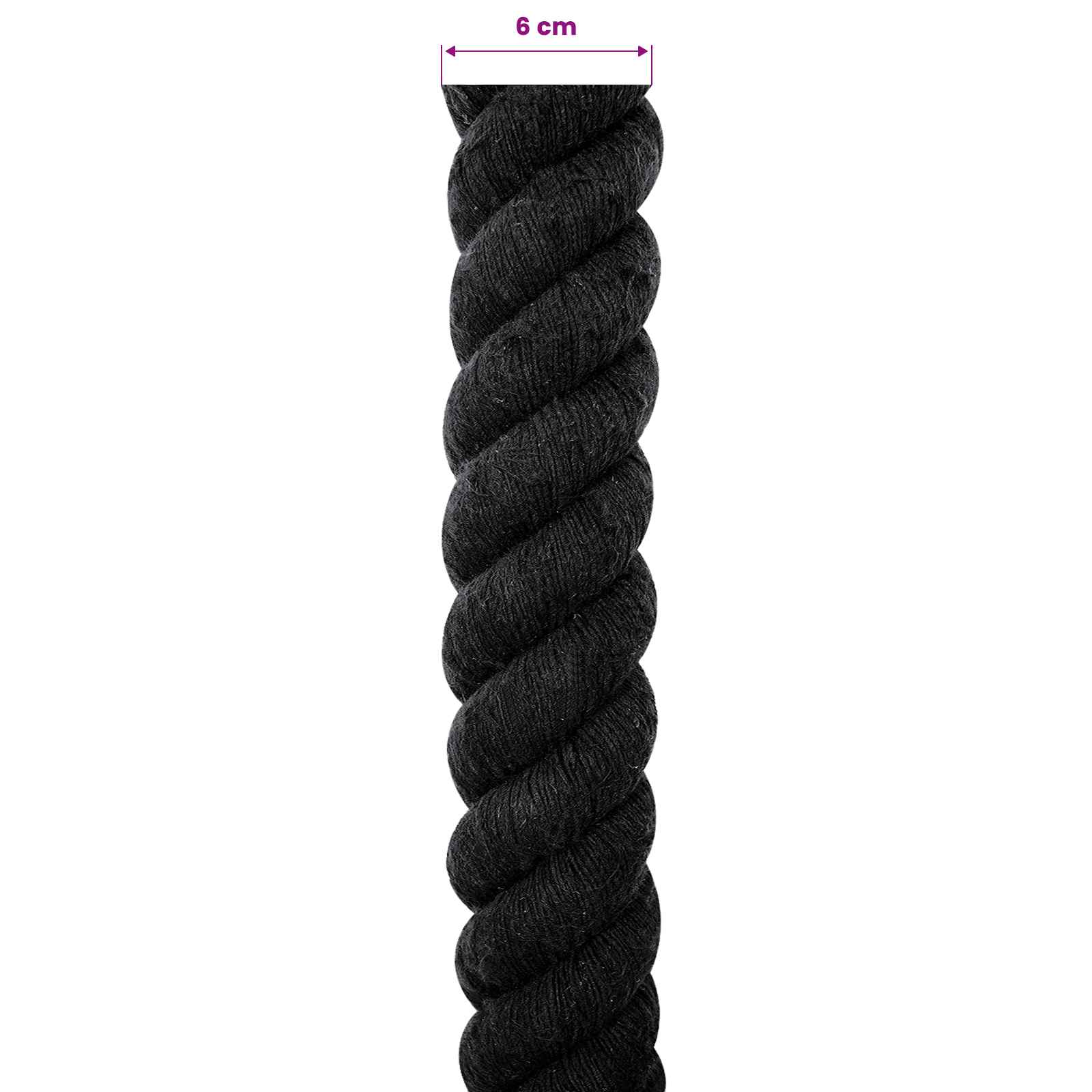 Corda Nero 6 x 6 x 1000 cm Cotone | homemem39