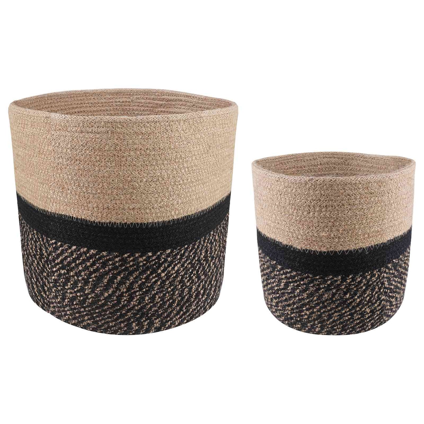 Set di Vasi per Piante 2 pcs Naturale e Nero Ø 28 x 28 cm | homemem39