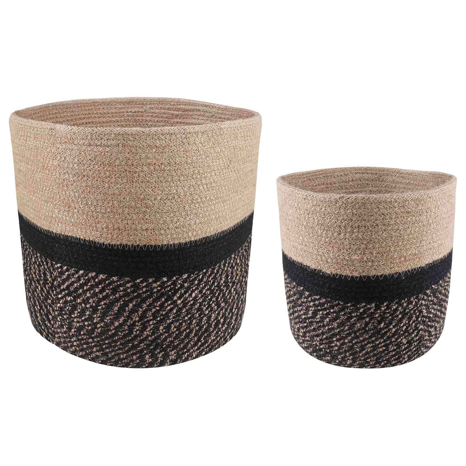 Set di Vasi per Piante 2 pcs Naturale e Nero Ø 28 x 28 cm | homemem39