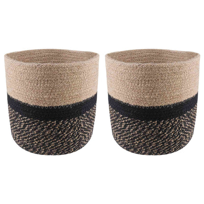 Set di Vasi per Piante 2 pcs Naturale e Nero Ø 21 x 21 cm | homemem39