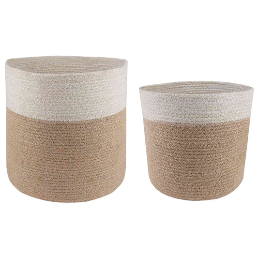 Set di Vasi per Piante 2 pcs Naturale e Bianco Ø 28 x 28 cm