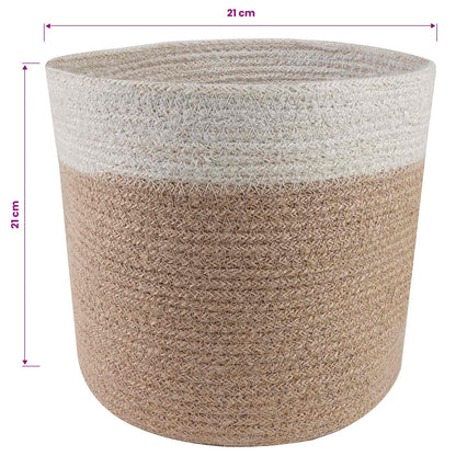 Set di Vasi per Piante 2 pcs Naturale e Bianco Ø 21 x 21 cm | homemem39