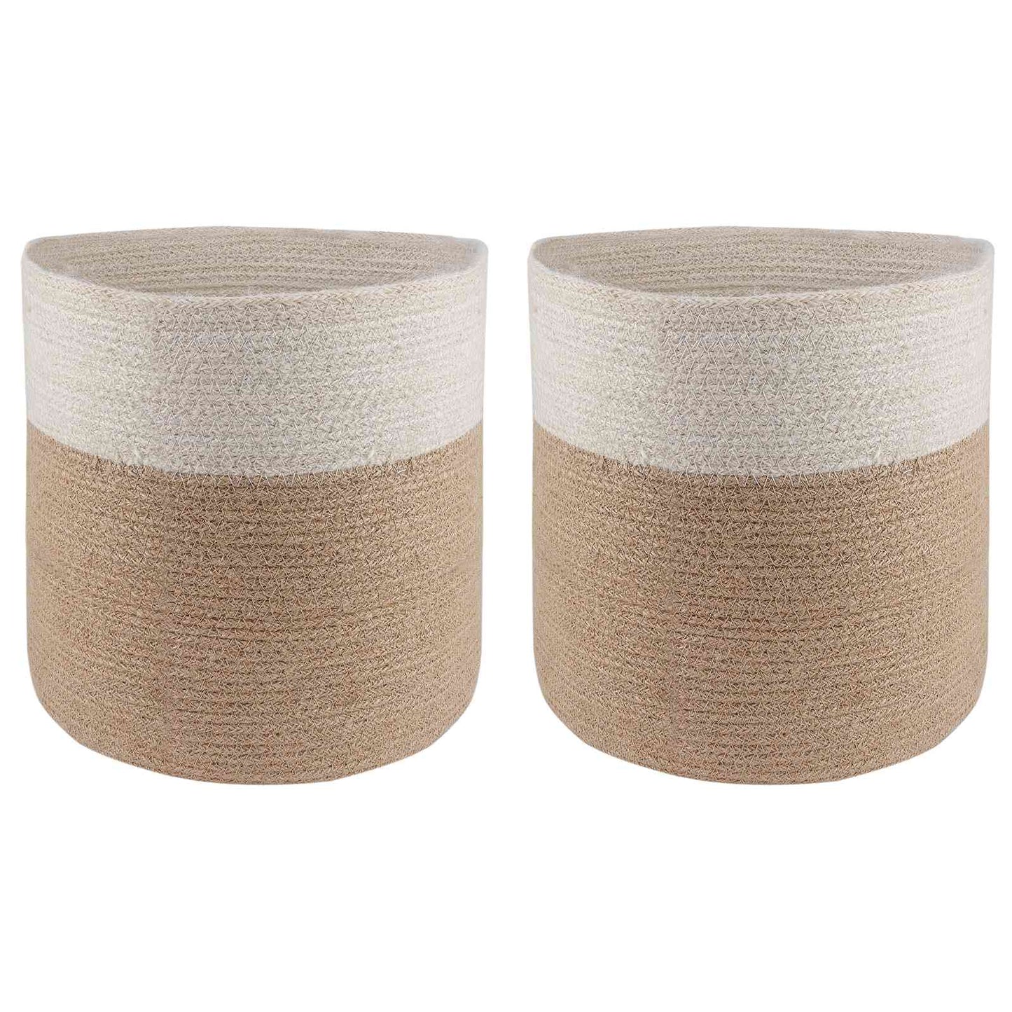 Set di Vasi per Piante 2 pcs Naturale e Bianco Ø 28 x 28 cm | homemem39