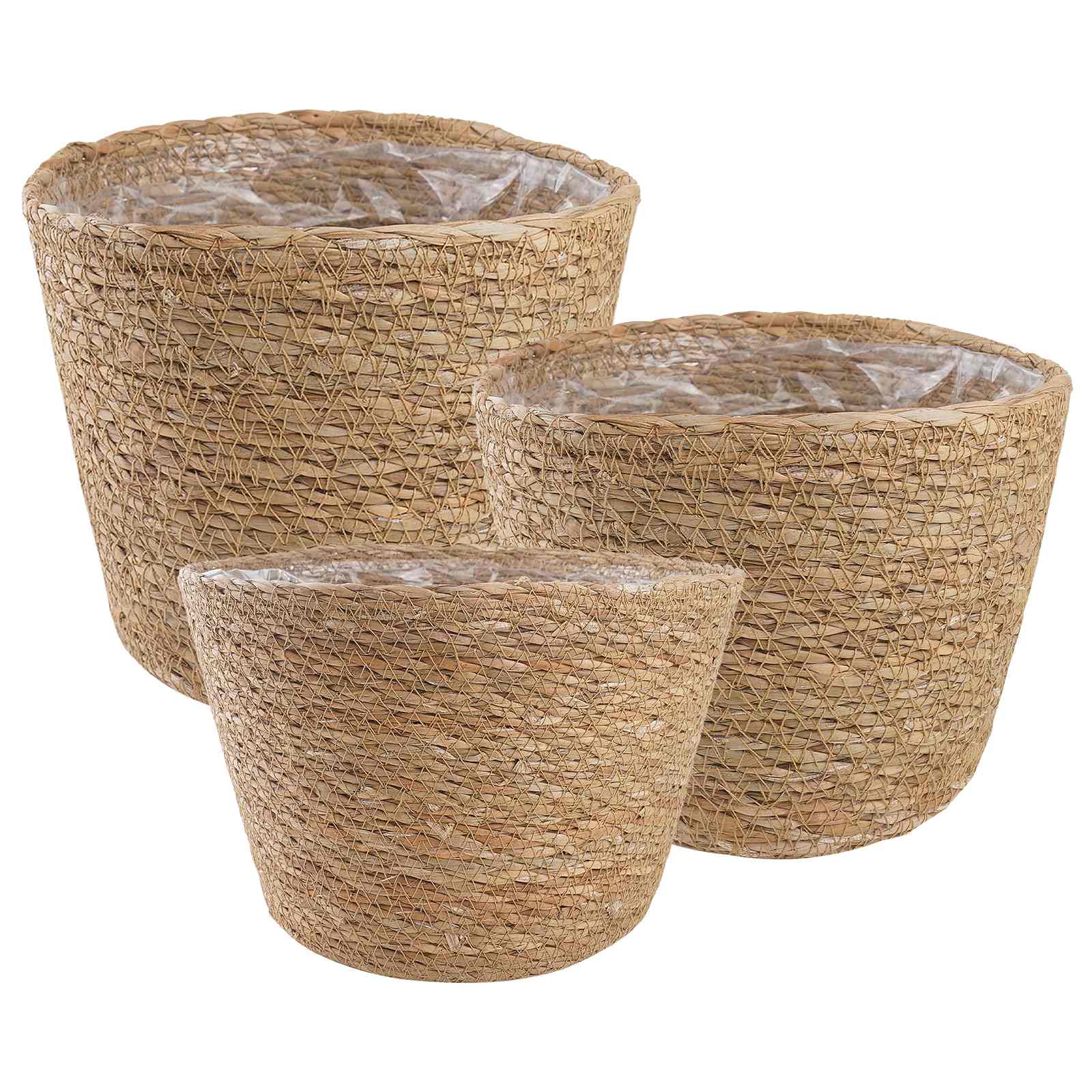Cesti per piante in erba marina 3 pcs Naturale Ø26 x 19 cm | homemem39
