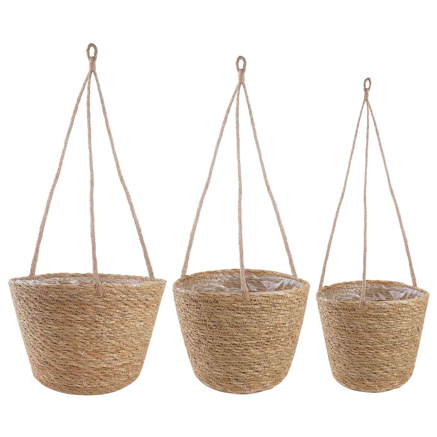 Cesti per piante in erba marina 3 pcs Naturale Ø26 x 19 cm