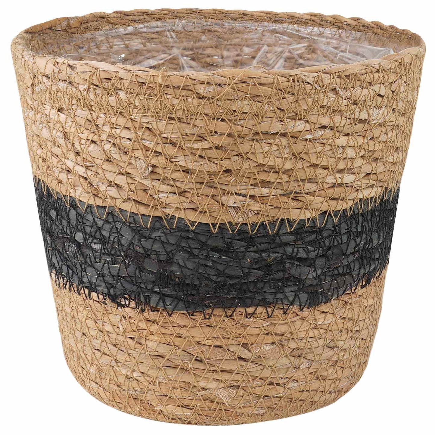 Cesti per piante in erba marina 3 pcs Naturale e Nero