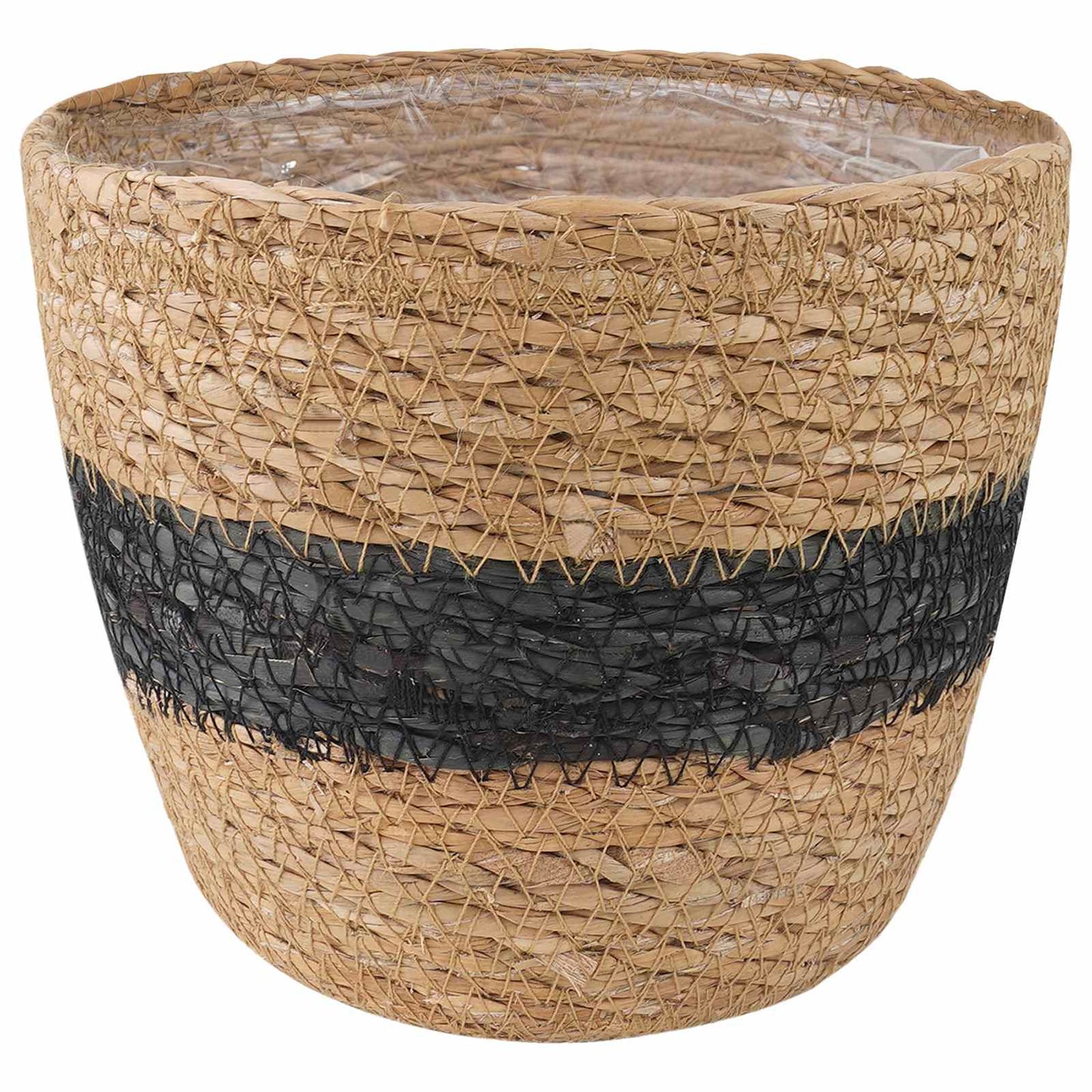 Cesti per piante in erba marina 3 pcs Naturale e Nero