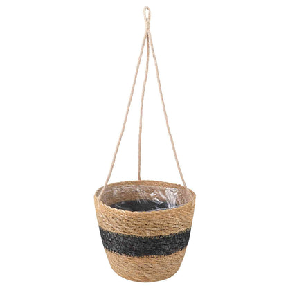 Cesti per piante in erba marina 3 pcs Naturale e Nero