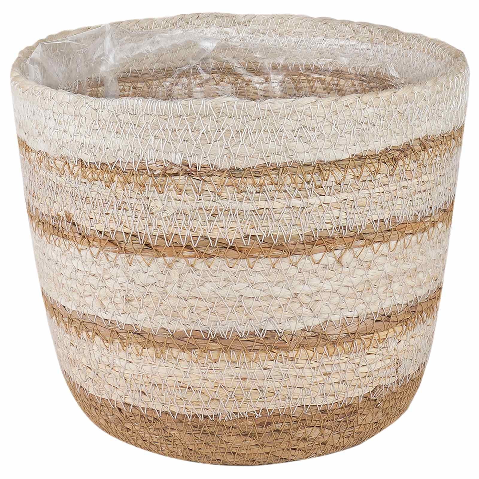 Cesti per piante in erba marina 3 pcs Naturale, Bianco e Beige | homemem39