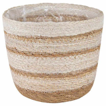 Cesti per piante in erba marina 3 pcs Naturale, Bianco e Beige | homemem39