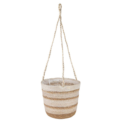 Cesti per piante in erba marina 3 pcs Naturale, Bianco e Beige | homemem39
