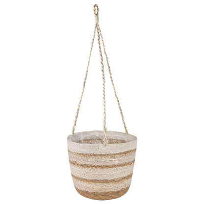 Cesti per piante in erba marina 3 pcs Naturale, Bianco e Beige | homemem39