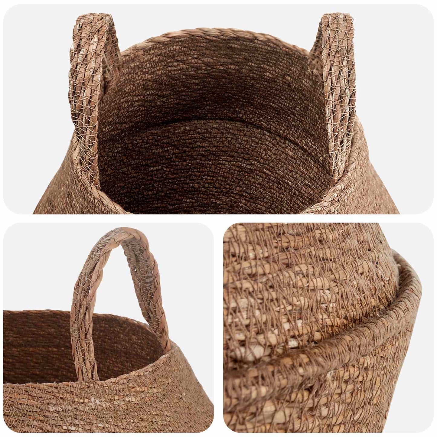 Vaso da fiori con manici Naturale Ø 22 x 20 cm 100% Erba marina | homemem39