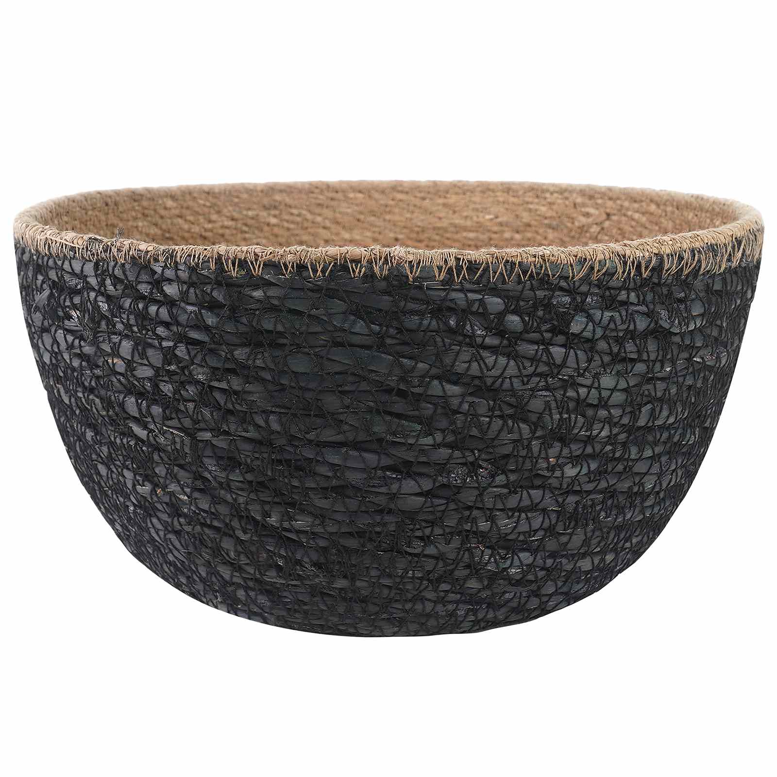 Vaso da fiori con manici Nero Ø 22 x 20 cm 100% Erba marina | homemem39