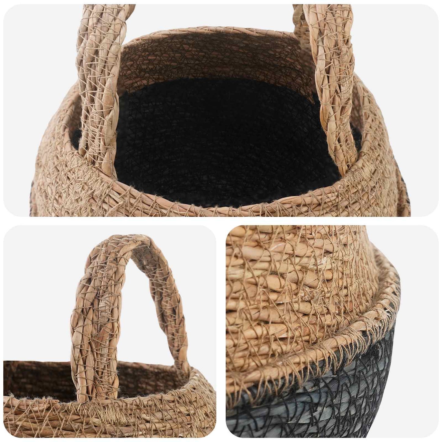 Vaso da fiori con manici 2 pcs Nero Ø 22 x 20 cm | homemem39