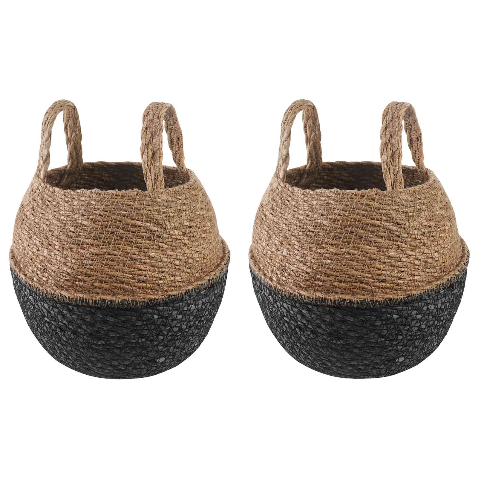 Vaso da fiori con manici 2 pcs Nero Ø 22 x 20 cm | homemem39