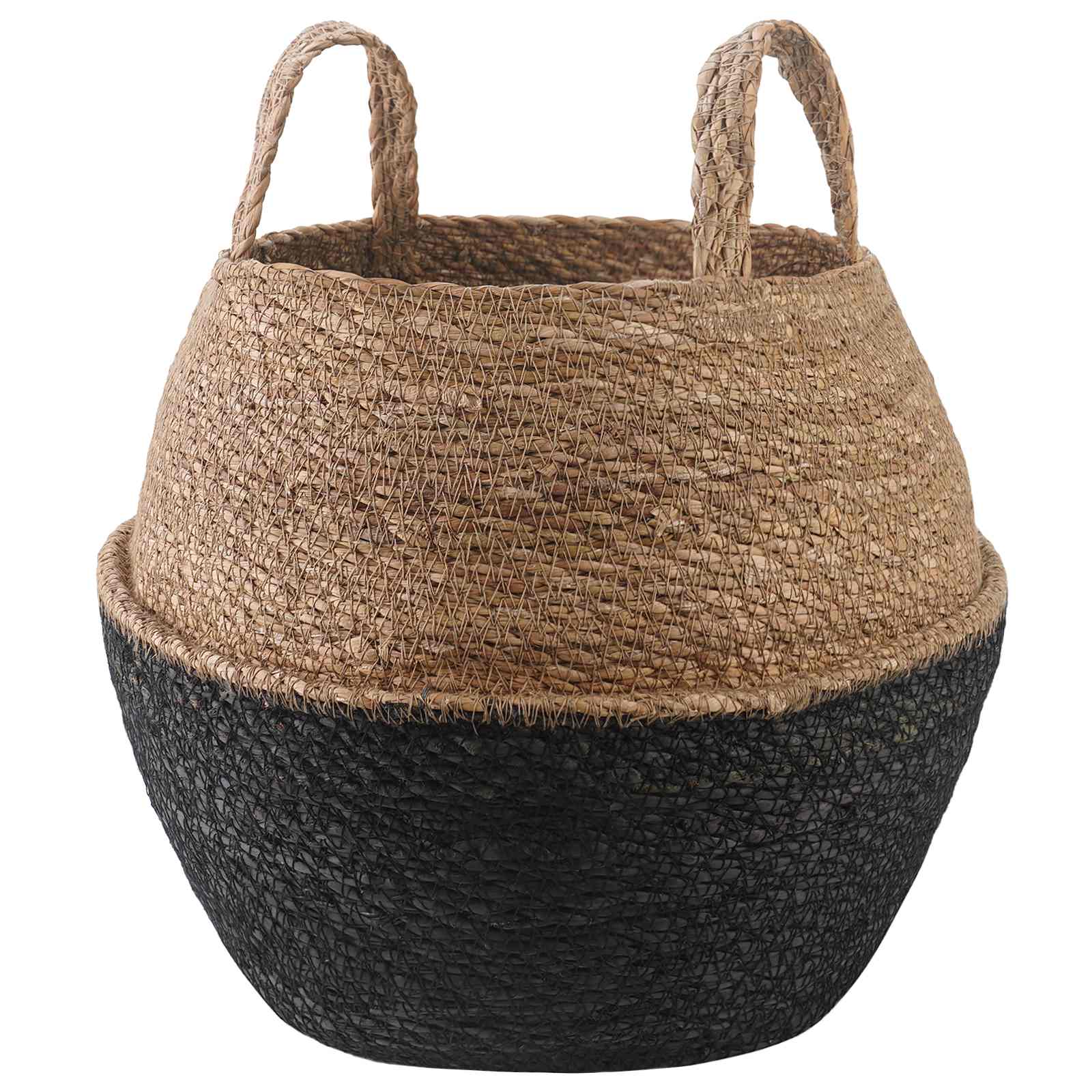 Vaso da fiori con manici Nero Ø 32 x 32 cm 100% Erba marina | homemem39
