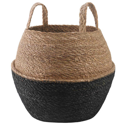 Vaso da fiori con manici Nero Ø 32 x 32 cm 100% Erba marina | homemem39