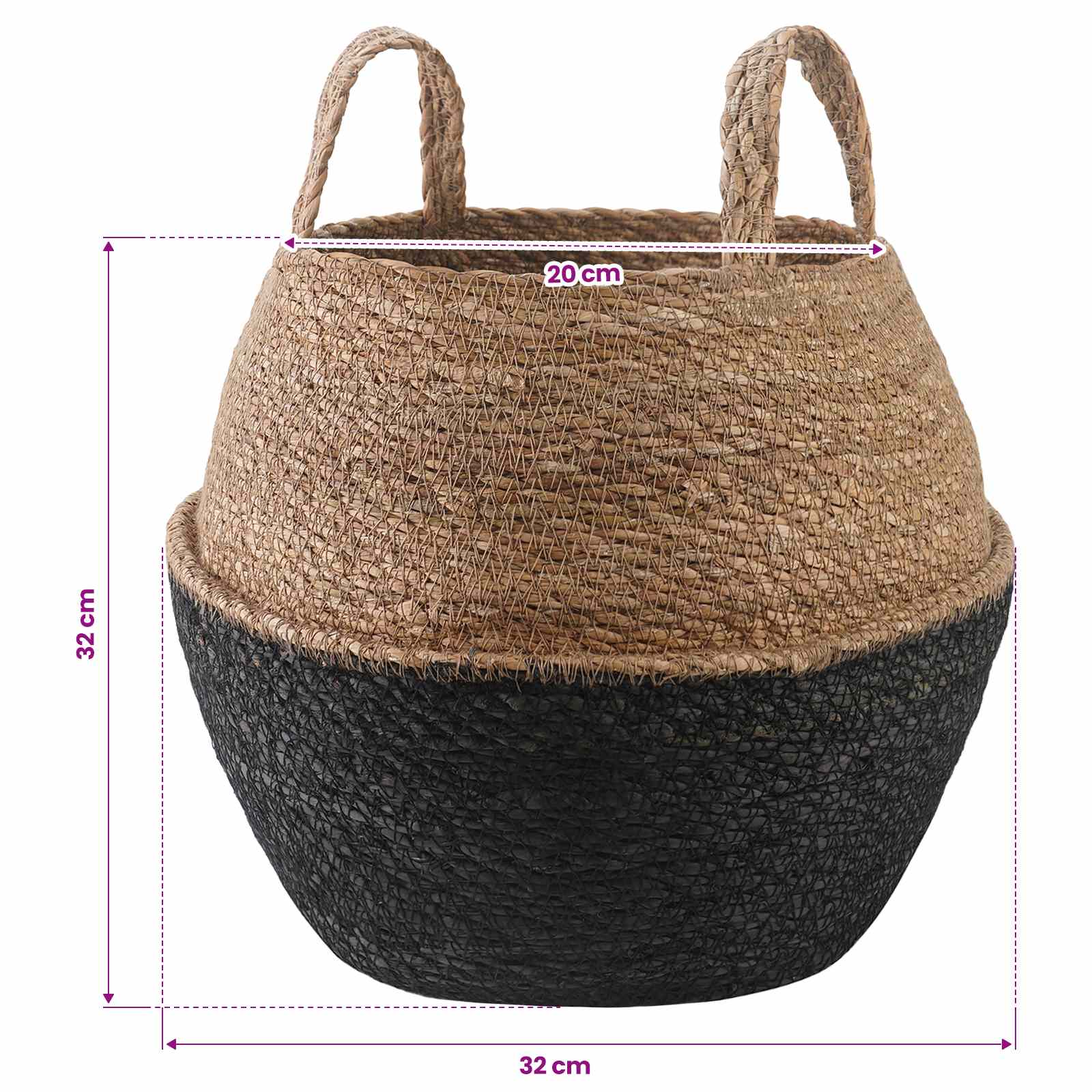 Vaso da fiori con manici 2 pcs Nero Ø 32 x 32 cm | homemem39