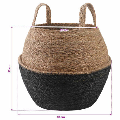 Vaso da fiori con manici 2 pcs Nero Ø 32 x 32 cm | homemem39
