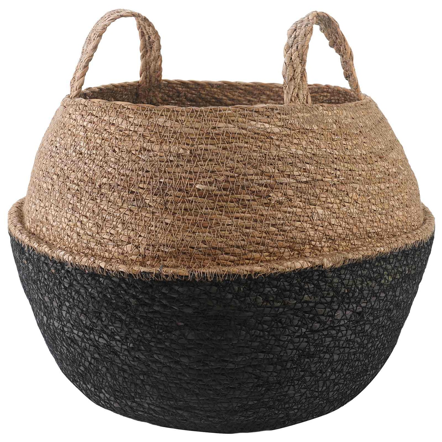 Vaso da fiori con manici Nero Ø 45 x 36 cm 100% Erba marina | homemem39