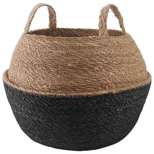 Vaso da fiori con manici Nero Ø 45 x 36 cm 100% Erba marina | homemem39