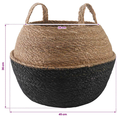 Vaso da fiori con manici Nero Ø 45 x 36 cm 100% Erba marina | homemem39