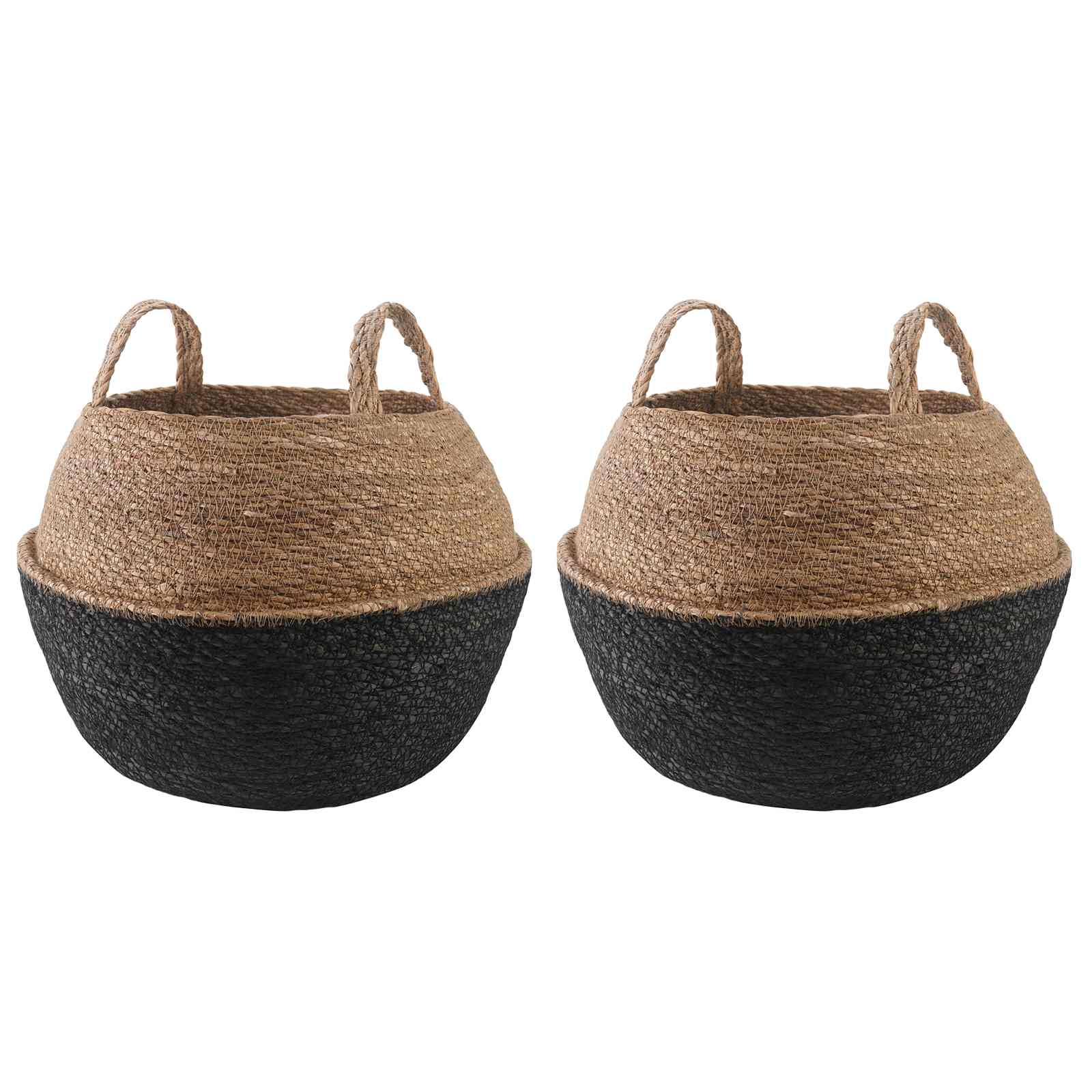 Vaso da fiori con manici 2 pcs Nero Ø 45 x 36 cm | homemem39