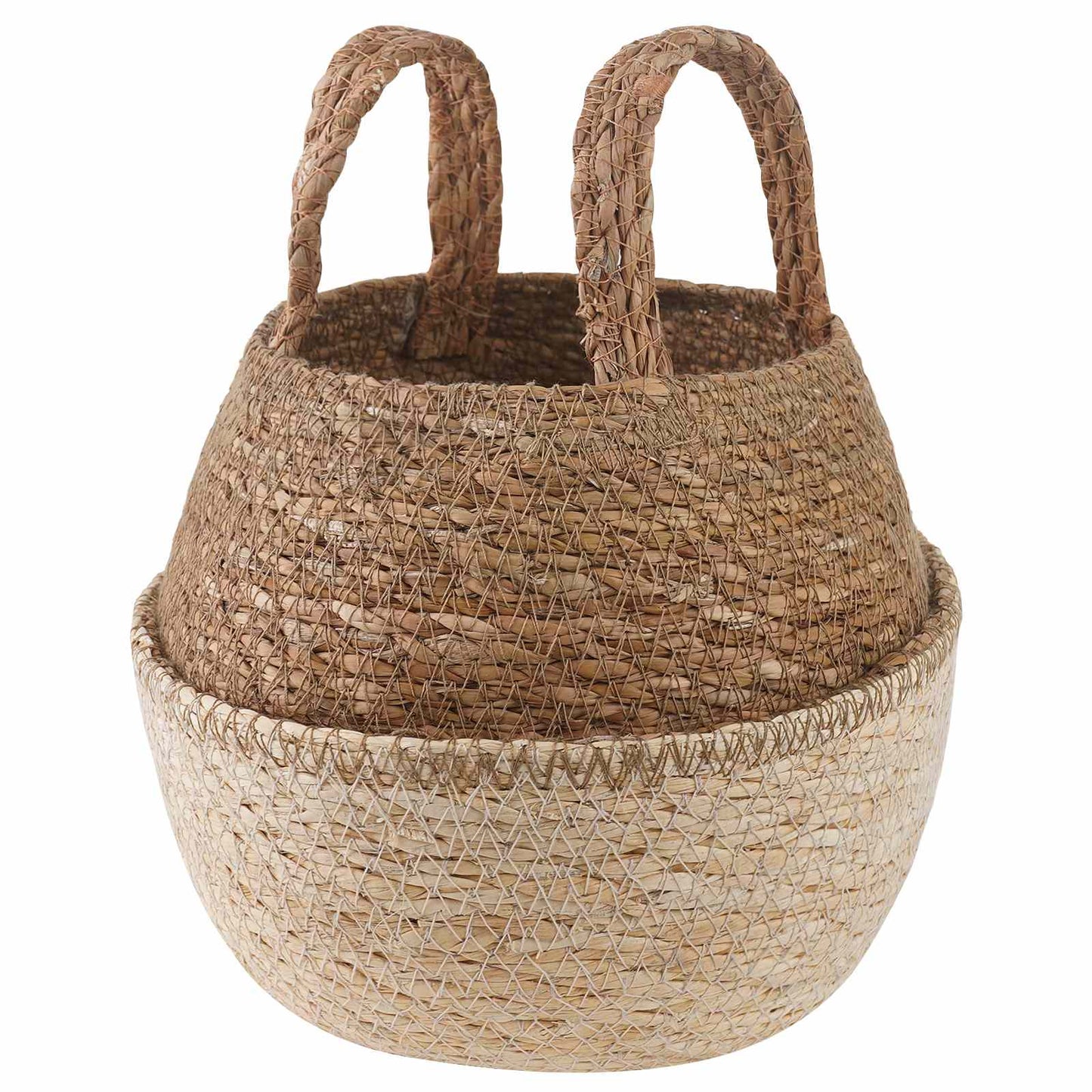 Vaso da fiori con manici Bianco Ø 22 x 20 cm 100% Erba marina | homemem39