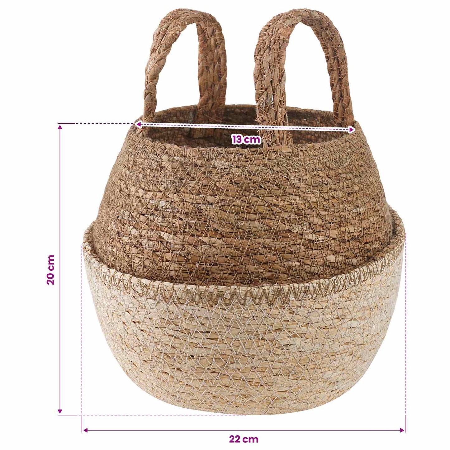 Vaso da fiori con manici 2 pcs Bianco Ø 22 x 20 cm | homemem39