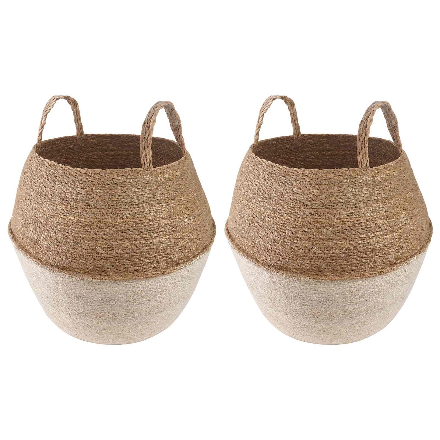 Vaso da fiori con manici 2 pcs Bianco Ø 32 x 32 cm | homemem39