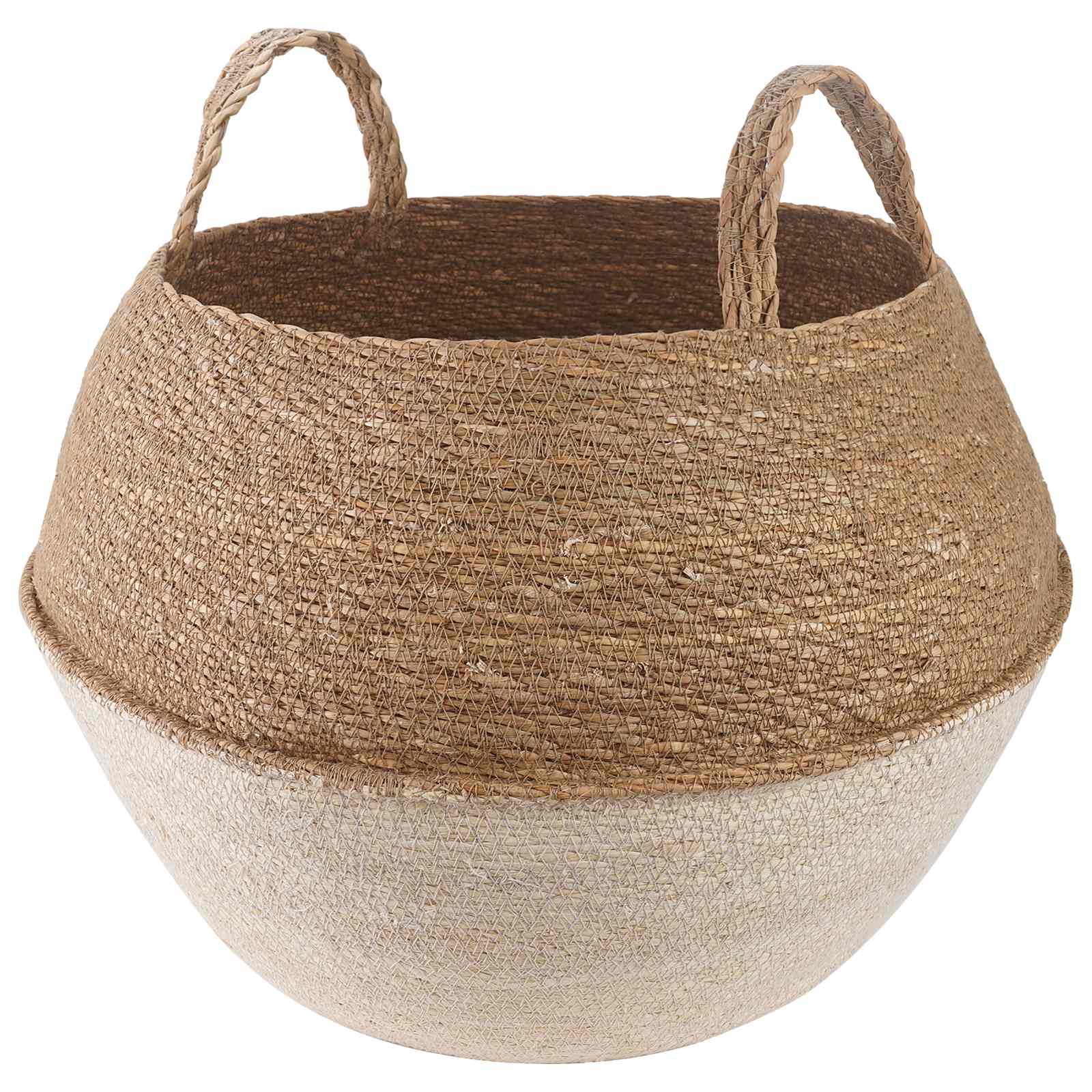 Vaso da fiori con manici Bianco Ø 45 x 36 cm 100% Erba marina | homemem39